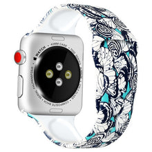 Load image into Gallery viewer, Silicone Strap For Apple Watch band 44mm 40mm 42mm 38mm pulseira correa Printing bracelet apple Watch iwatch 4 3 5 SE 6
