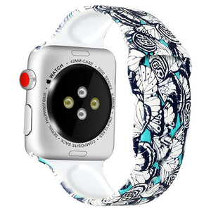 Silicone Strap For Apple Watch band 44mm 40mm 42mm 38mm pulseira correa Printing bracelet apple Watch iwatch 4 3 5 SE 6