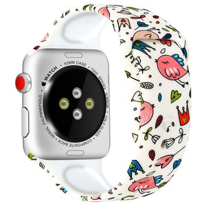 Silicone Strap For Apple Watch band 44mm 40mm 42mm 38mm pulseira correa Printing bracelet apple Watch iwatch 4 3 5 SE 6