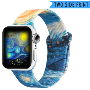 Silicone Strap Band for Apple Watch 40mm 44mm 38mm 42mm Sport Double Side Printed Bracelet Band for iwatch series 6 SE 5 4 3 2 1