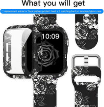 Load image into Gallery viewer, Case+Bands for Apple Watch Band 44mm 40mm 42mm 38mm with Screen Protector Cover, Glass+Silicon Wristband Strap for iwatch
