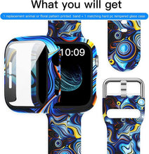 Load image into Gallery viewer, Case+Bands for Apple Watch Band 44mm 40mm 42mm 38mm with Screen Protector Cover, Glass+Silicon Wristband Strap for iwatch
