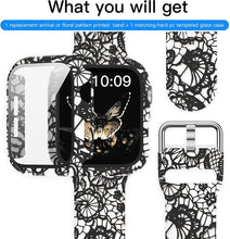Load image into Gallery viewer, Case+Bands for Apple Watch Band 44mm 40mm 42mm 38mm with Screen Protector Cover, Glass+Silicon Wristband Strap for iwatch
