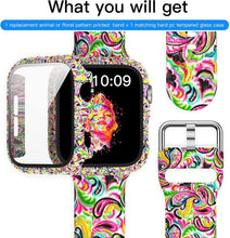 Load image into Gallery viewer, Case+Bands for Apple Watch Band 44mm 40mm 42mm 38mm with Screen Protector Cover, Glass+Silicon Wristband Strap for iwatch
