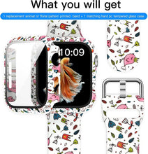 Load image into Gallery viewer, Case+Bands for Apple Watch Band 44mm 40mm 42mm 38mm with Screen Protector Cover, Glass+Silicon Wristband Strap for iwatch

