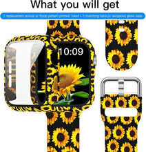 Load image into Gallery viewer, Case+Bands for Apple Watch Band 44mm 40mm 42mm 38mm with Screen Protector Cover, Glass+Silicon Wristband Strap for iwatch
