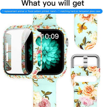 Load image into Gallery viewer, Case+Bands for Apple Watch Band 44mm 40mm 42mm 38mm with Screen Protector Cover, Glass+Silicon Wristband Strap for iwatch
