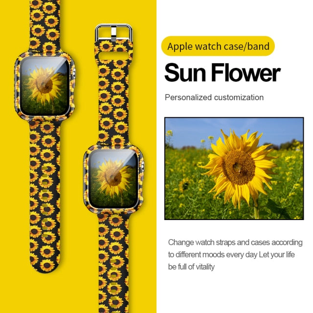 Strap with case for Apple Watch Band  Series 6 1 2 3 4 5 silicone for Iwatch 5 4 Strap 38mm 40mm 42mm 44mm wirst Newest Sport