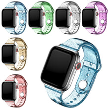 Load image into Gallery viewer, Clear Silicone Band for Apple Watch Strap 44 40 42 38mm Glitter Women Sports Wristband for iWatch 6/5/4/3/2/1/SE Accessories
