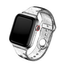 Load image into Gallery viewer, Clear Silicone Band for Apple Watch Strap 44 40 42 38mm Glitter Women Sports Wristband for iWatch 6/5/4/3/2/1/SE Accessories
