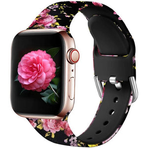 YAYUU Straps For Apple Watch Bands 38mm 40mm 42mm 44mm Floral Silicone Printed Pattern Bracelet for iWatch Series SE 6 5 4 3 2