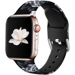 YAYUU Straps For Apple Watch Bands 38mm 40mm 42mm 44mm Floral Silicone Printed Pattern Bracelet for iWatch Series SE 6 5 4 3 2