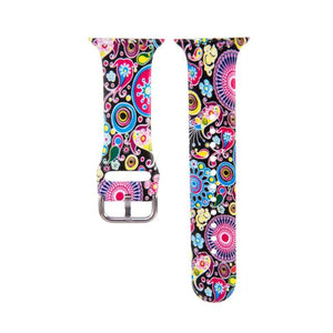 Strap for Apple Watch Band 44MM 40MM 38MM 42MM Floral Leopard Printing Silicone Bracelet Belt for iWatch Series 7 6 SE 5 4 3 2