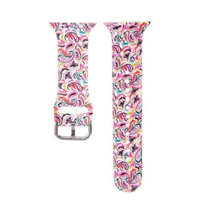 Strap for Apple Watch Band 44MM 40MM 38MM 42MM Floral Leopard Printing Silicone Bracelet Belt for iWatch Series 7 6 SE 5 4 3 2