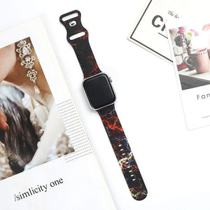 Strap for Apple Watch Band 44MM 40MM 38MM 42MM Floral Leopard Printing Silicone Bracelet Belt for iWatch Series 7 6 SE 5 4 3 2