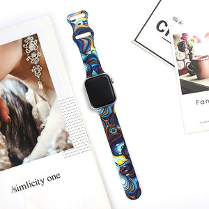 Strap for Apple Watch Band 44MM 40MM 38MM 42MM Floral Leopard Printing Silicone Bracelet Belt for iWatch Series 7 6 SE 5 4 3 2