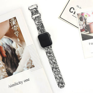 Strap for Apple Watch Band 44MM 40MM 38MM 42MM Floral Leopard Printing Silicone Bracelet Belt for iWatch Series 7 6 SE 5 4 3 2