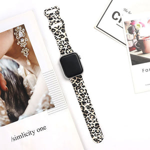 Strap for Apple Watch Band 44MM 40MM 38MM 42MM Floral Leopard Printing Silicone Bracelet Belt for iWatch Series 7 6 SE 5 4 3 2