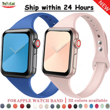 Load image into Gallery viewer, Slim strap for Apple watch band 44mm 40mm 38mm 42mm 44 mm soft Silicone wrsit belt correa bracelet iWatch serie 5 4 3 se 6 band
