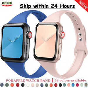 Slim strap for Apple watch band 44mm 40mm 38mm 42mm 44 mm soft Silicone wrsit belt correa bracelet iWatch serie 5 4 3 se 6 band