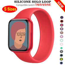 Load image into Gallery viewer, Solo Loop Strap for Apple Watch Band 44mm 40mm 38mm 42mm Elastic Belt Silicone bracelet pulseira iwatch 6 5 4 3 SE 7 45mm 41mm
