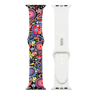 Printed Strap For Apple Watch band 44mm 40mm iwatch 42mm 38mm correa Silicone women bracelet for apple Watch SE 5 4 3 series 6