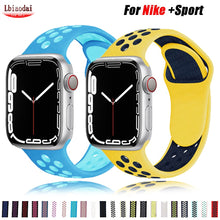 Load image into Gallery viewer, Silicone Strap For Apple Watch band 45mm 41mm 44mm 40mm 38mm 42mm correa Breathable wristband bracelet iWatch serie 7 4 5 6 SE 3
