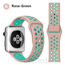 Load image into Gallery viewer, Silicone Strap For Apple Watch band 45mm 41mm 44mm 40mm 38mm 42mm correa Breathable wristband bracelet iWatch serie 7 4 5 6 SE 3
