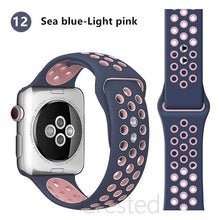 Load image into Gallery viewer, Silicone Strap For Apple Watch band 45mm 41mm 44mm 40mm 38mm 42mm correa Breathable wristband bracelet iWatch serie 7 4 5 6 SE 3
