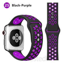 Load image into Gallery viewer, Silicone Strap For Apple Watch band 45mm 41mm 44mm 40mm 38mm 42mm correa Breathable wristband bracelet iWatch serie 7 4 5 6 SE 3
