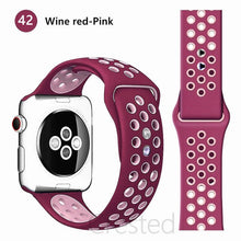 Load image into Gallery viewer, Silicone Strap For Apple Watch band 45mm 41mm 44mm 40mm 38mm 42mm correa Breathable wristband bracelet iWatch serie 7 4 5 6 SE 3
