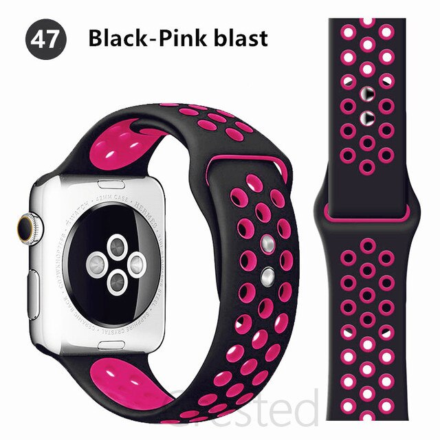 Silicone Strap For Apple Watch band 45mm 41mm 44mm 40mm 38mm 42mm correa Breathable wristband bracelet iWatch serie 7 4 5 6 SE 3